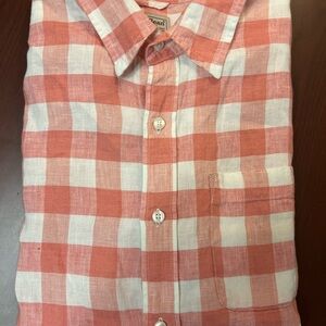 L.L. Bean Coral and White Casual Button Down Shirt